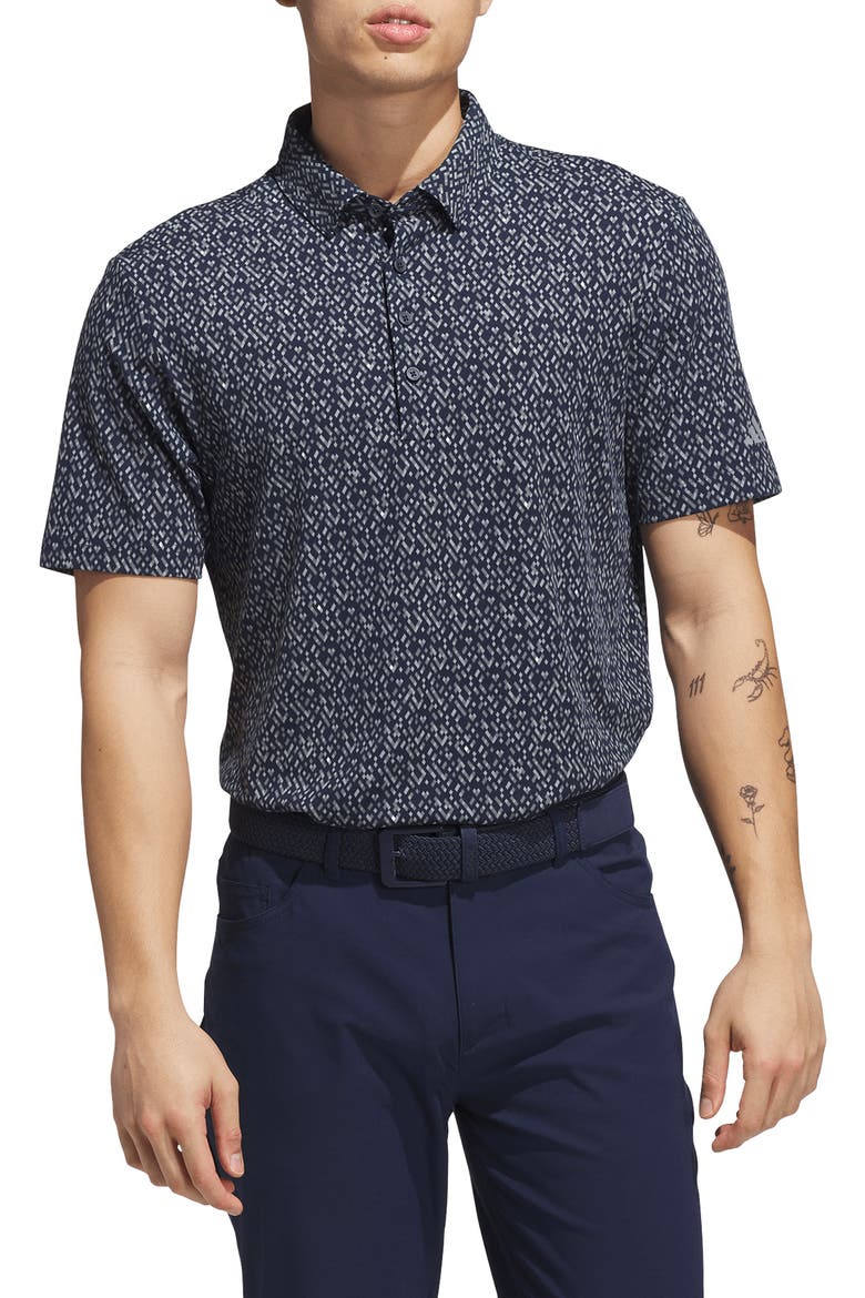 Micro Geometric Polo, Main, color, COLLEGIATE NAVY/ GREY HEATHER