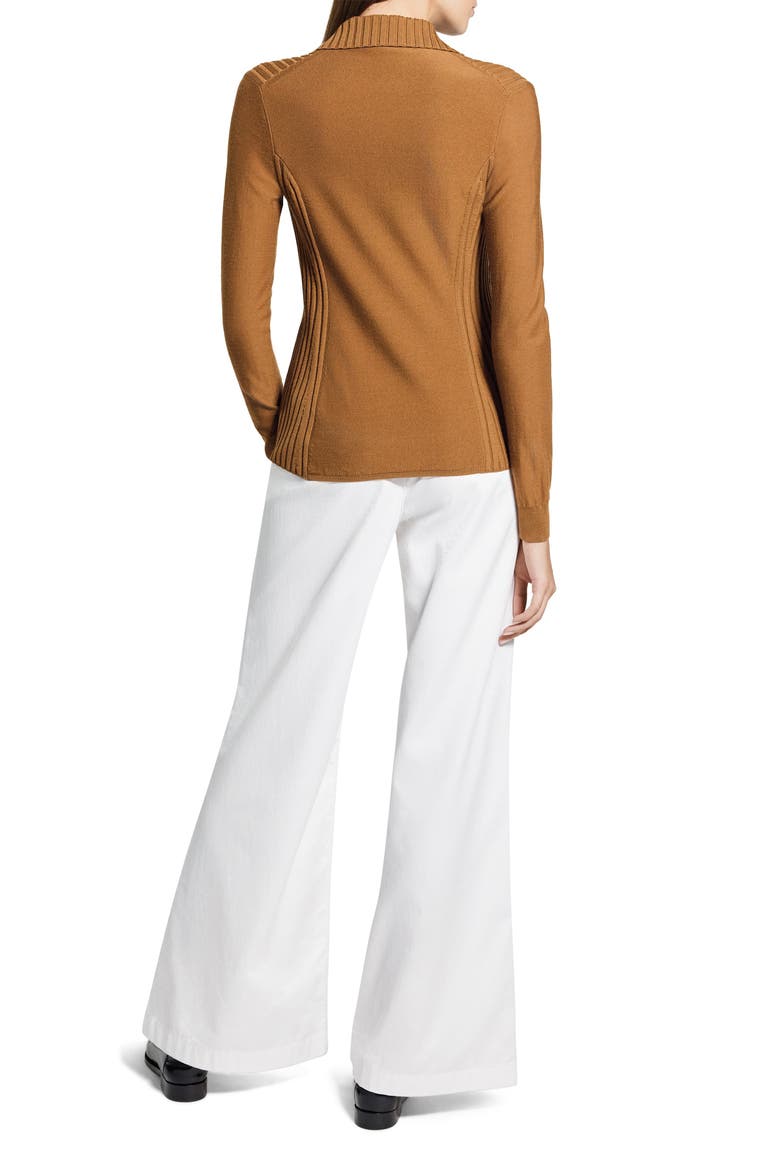 Merino Wool Knit Shirt, Alternate, color, DARK COGNAC