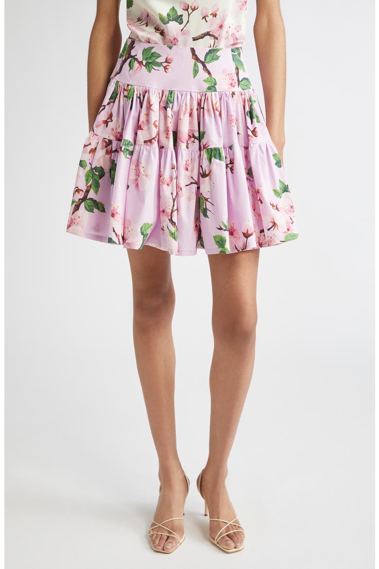 Cherry Blossom Poplin Miniskirt, Main, color, PINK/ LILY