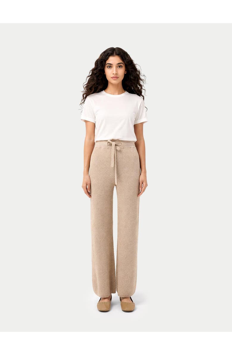 GOBI Mongolian Cashmere Textured Cashmere Pants, Alternate, color, Warm Grey