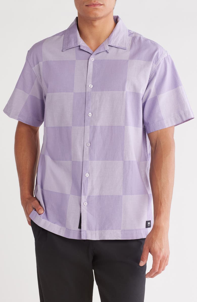 Vans Kessler Checkerboard Camp Shirt, Main, color, Purple Haze-Evening Haze