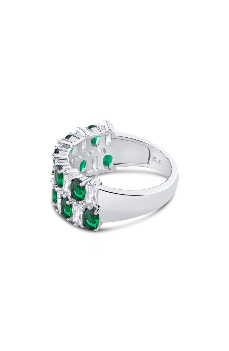 CZ by Kenneth Jay Lane Emerald & Oval Cubic Zirconia Ring, Alternate, color, Green/ Silver
