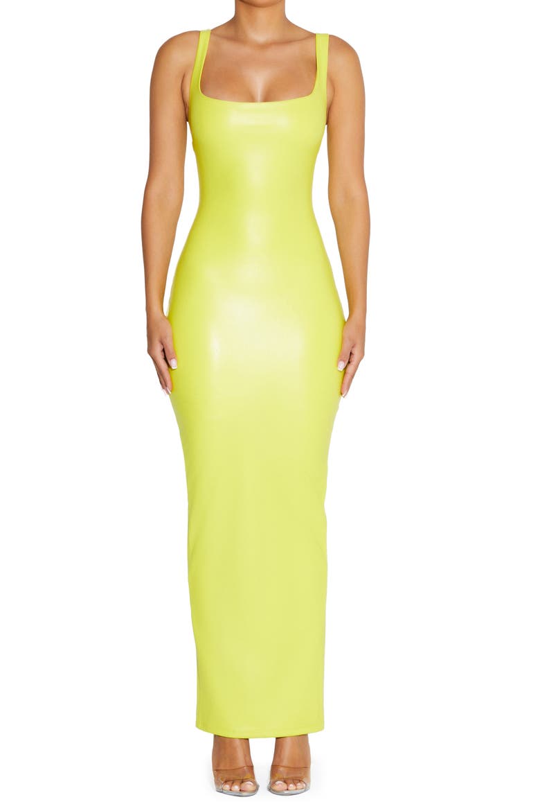 Faux Leather Tank Maxi Dress, Main, color, CHARTREUSE