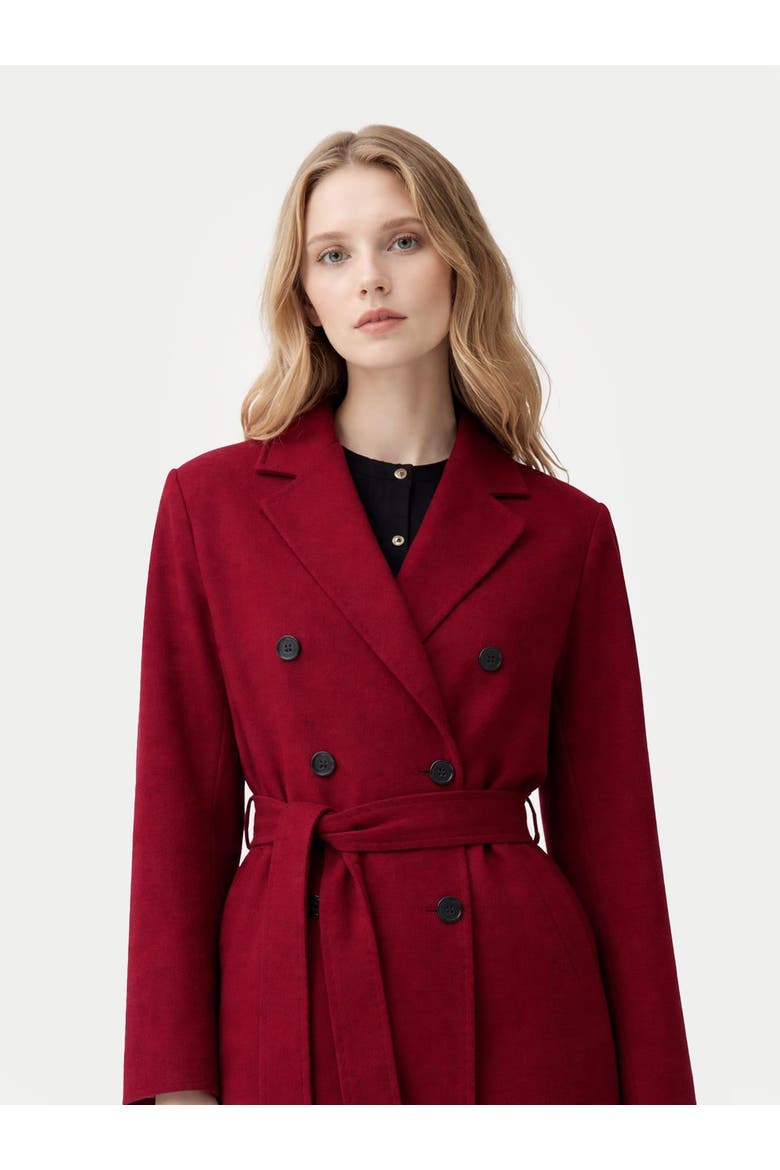 Women's Double-Breasted Cashmere Coat, Alternate, color, bordeaux