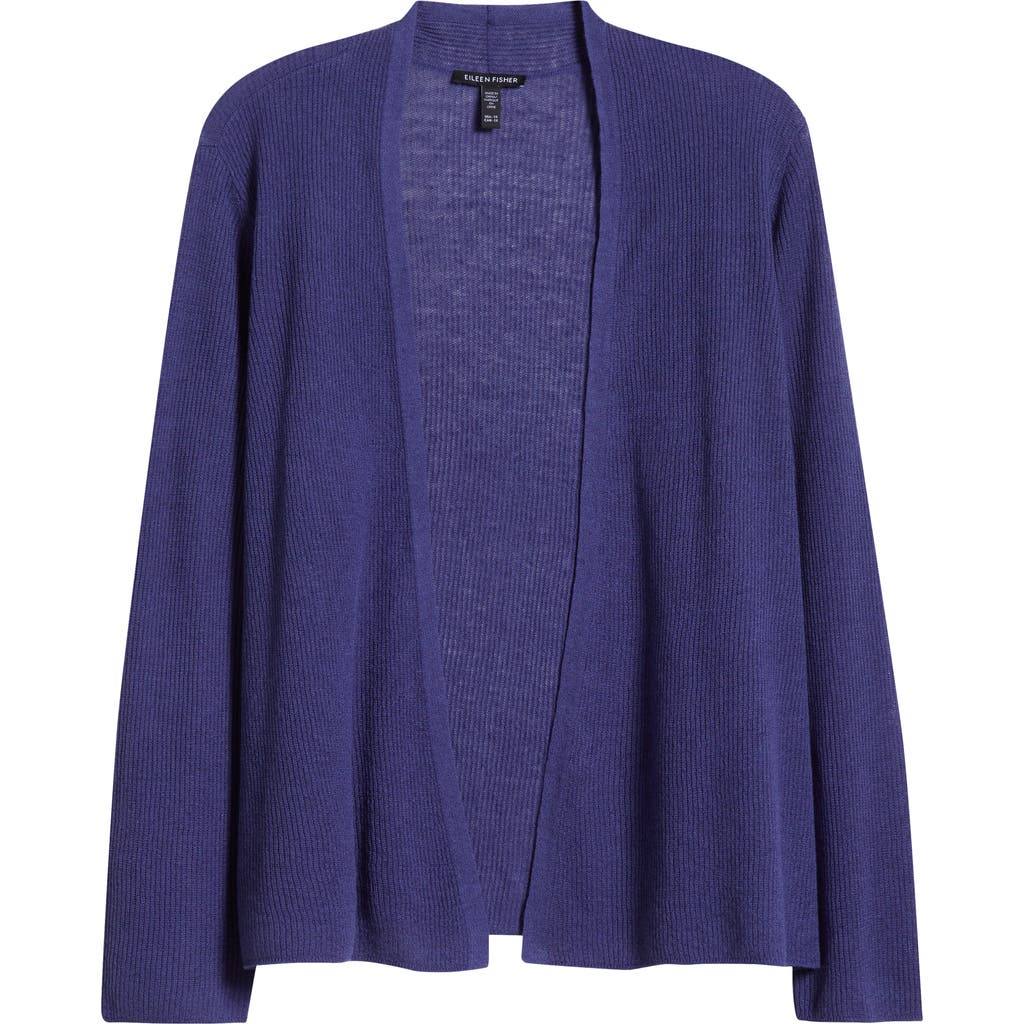 Eileen Fisher Open Front Merino Wool Cardigan In Bluette
