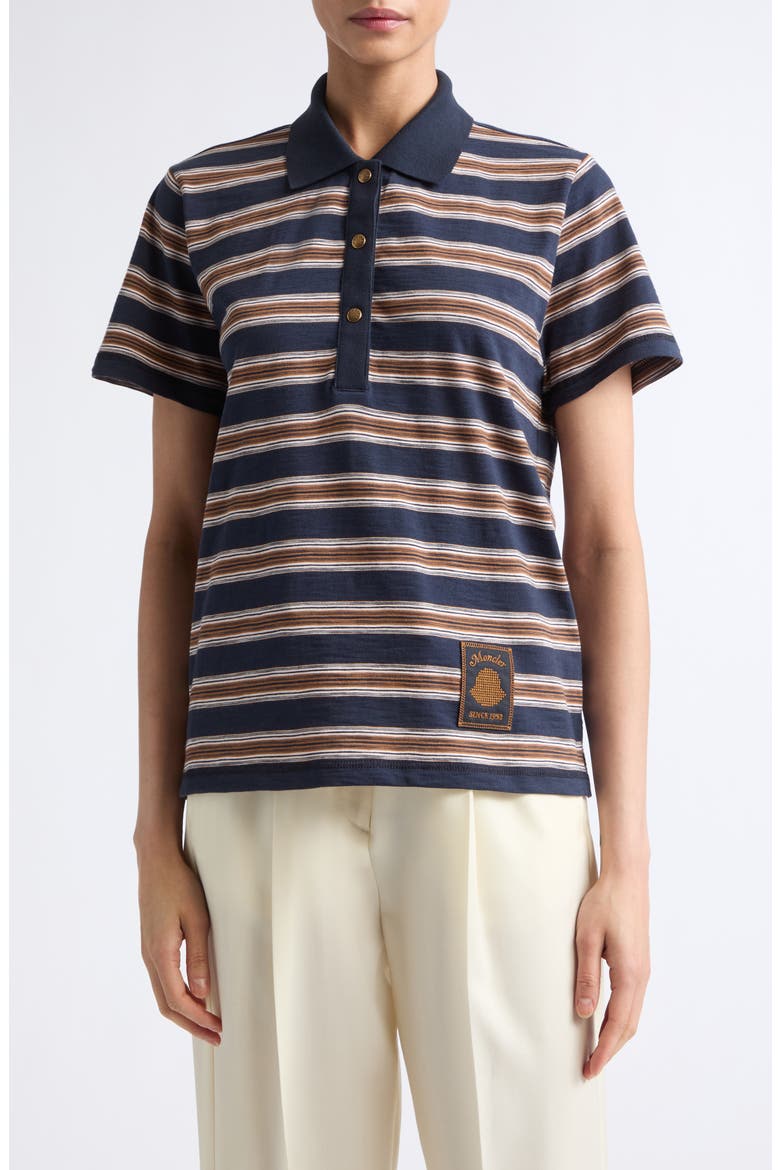 Stripe Polo, Main, color, BROWN/ BLUE