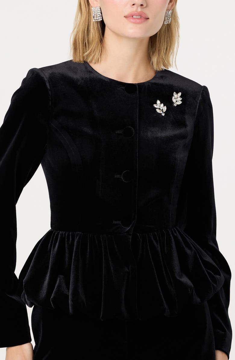 ASTR the Label Nicolle Velvet Peplum Jacket, Alternate, color, Black