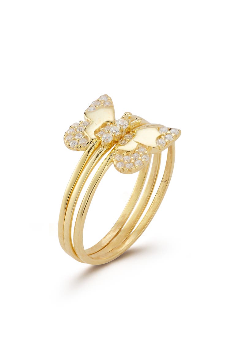 Butterfly 3-Piece Ring Set, Alternate, color, GOLD