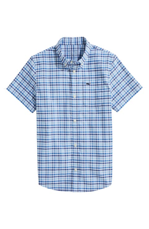 Kids' Plaid brrrº Short Sleeve Button-Down Shirt (Big Kid)