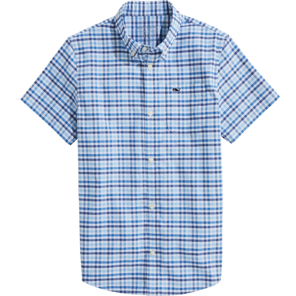 Vineyard Vines Kids' Plaid Brrrº Short Sleeve Button-down Shirt