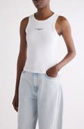 Givenchy Embroidered Logo Stretch Cotton Rib Tank