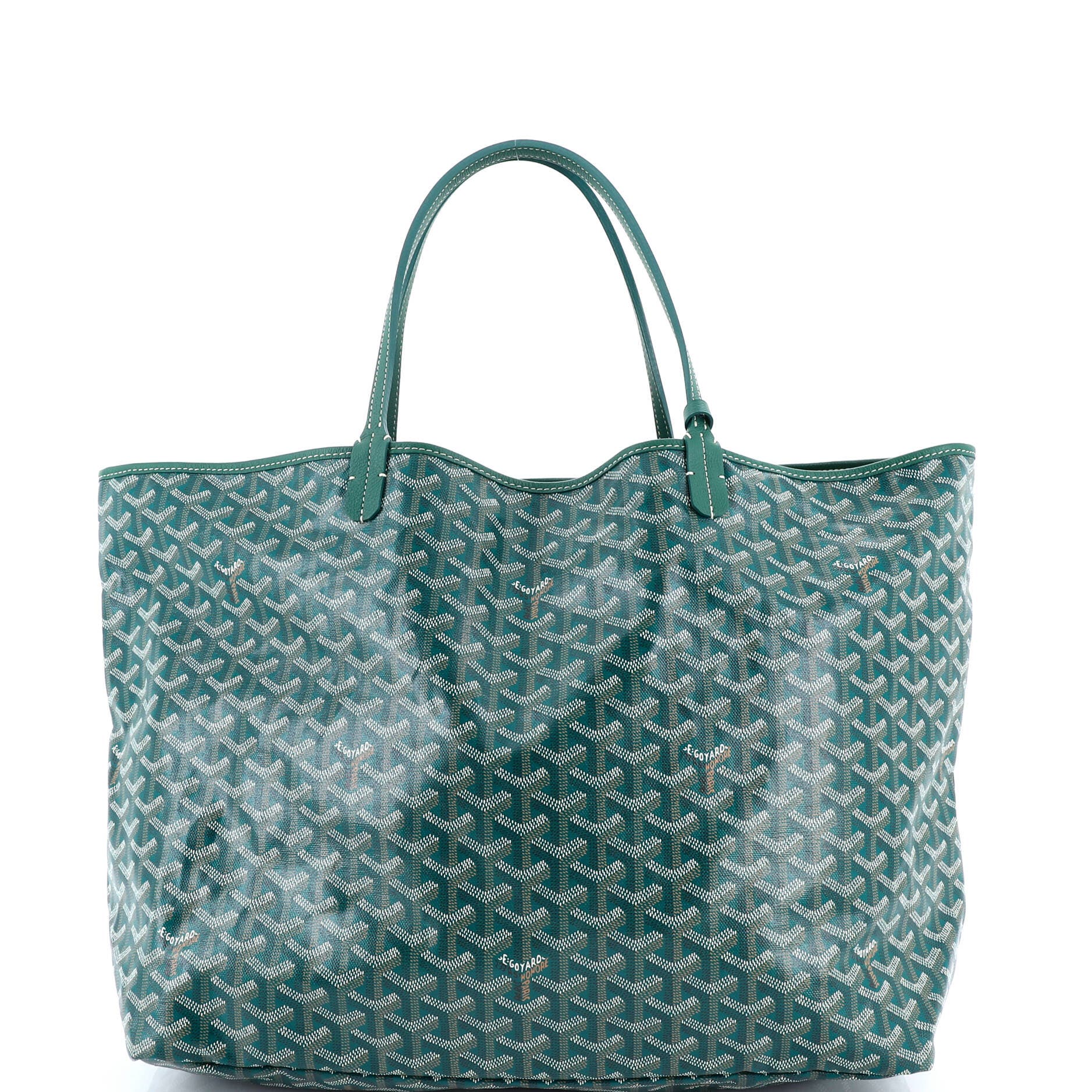 Pre-owned Goyard  Goyard Saint Louis Tote Coated Canvas Gm In Green