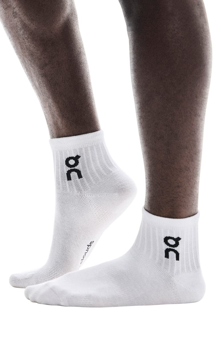 On Logo Mid 3-Pack Socks, Alternate, color, White