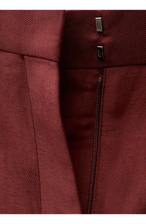 Mango Wideleg Linen-blend Suit Trousers Wine