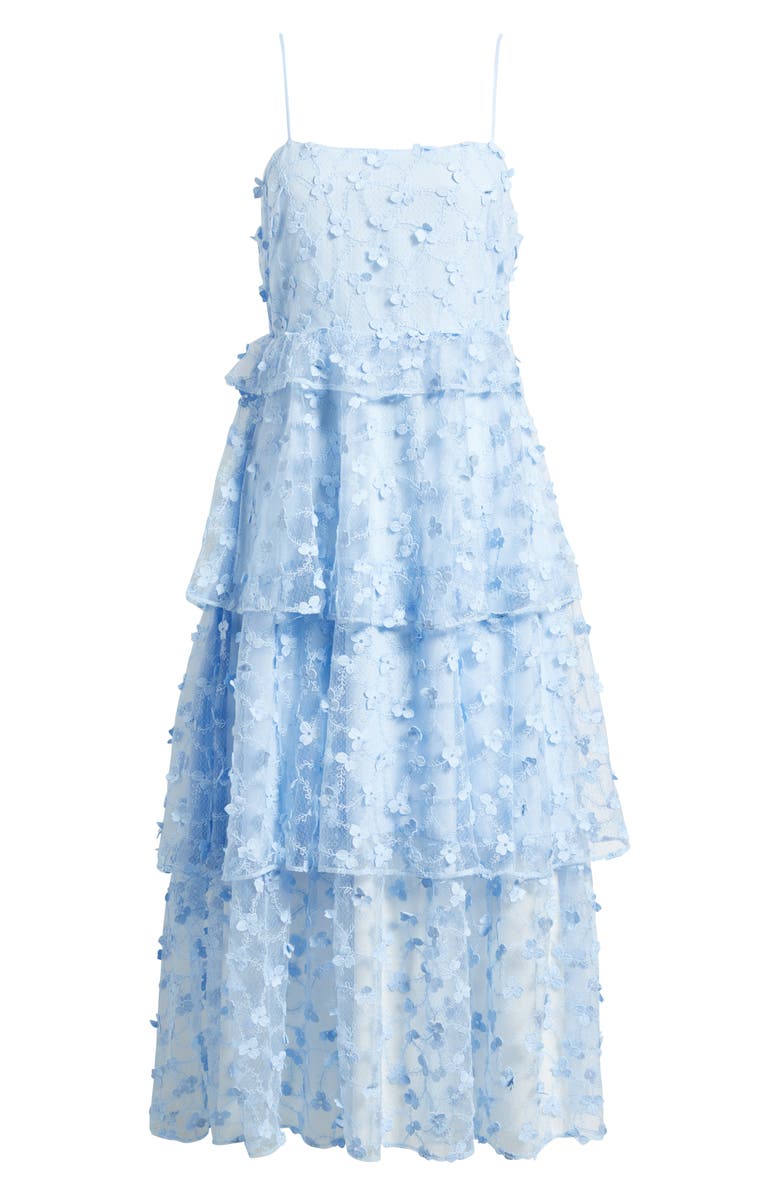 Chelsea28 3D Floral Embroidered Lace Midi Cocktail Dress, Alternate, color, Blue Windsurfer