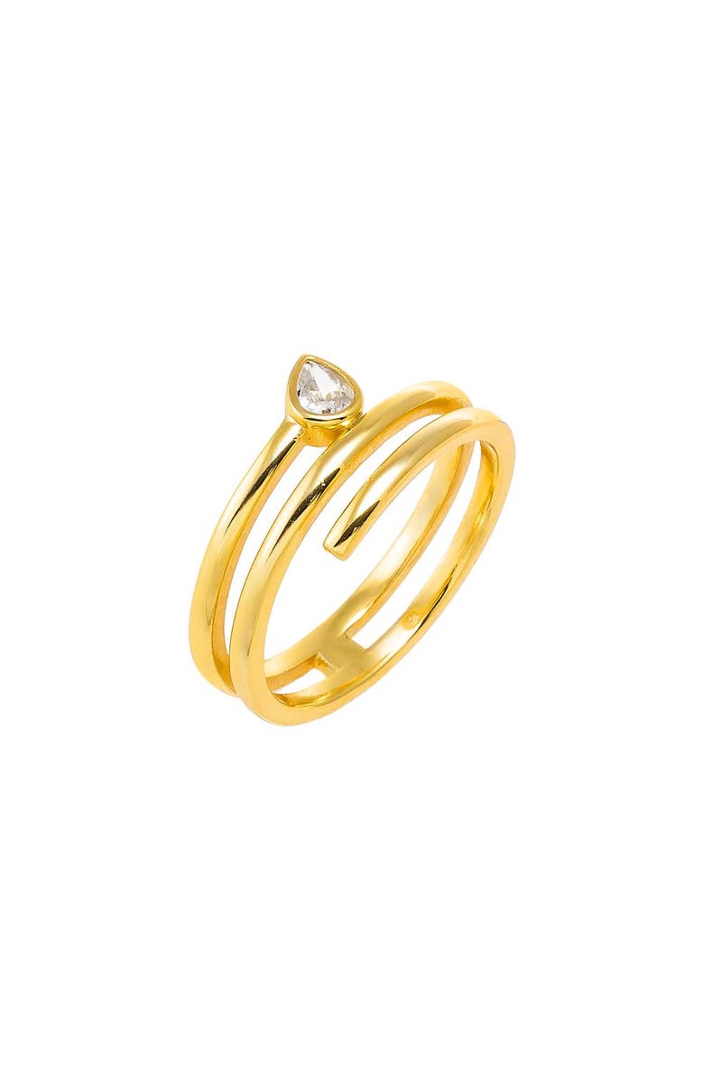 BY ADINA EDEN CZ Teardrop Bezel Triple Wrap Coil Ring, Main, color, Gold