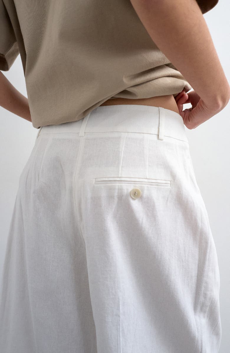 Topshop Linen Blend Bermuda Shorts, Alternate, color, Ecru
