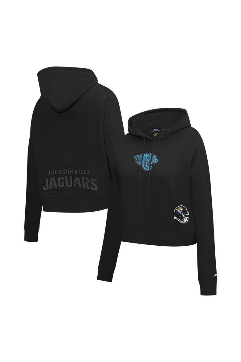 Women's Pro Standard Black Jacksonville Jaguars Jeweled Cropped Pullover Hoodie, Alternate, color, Black