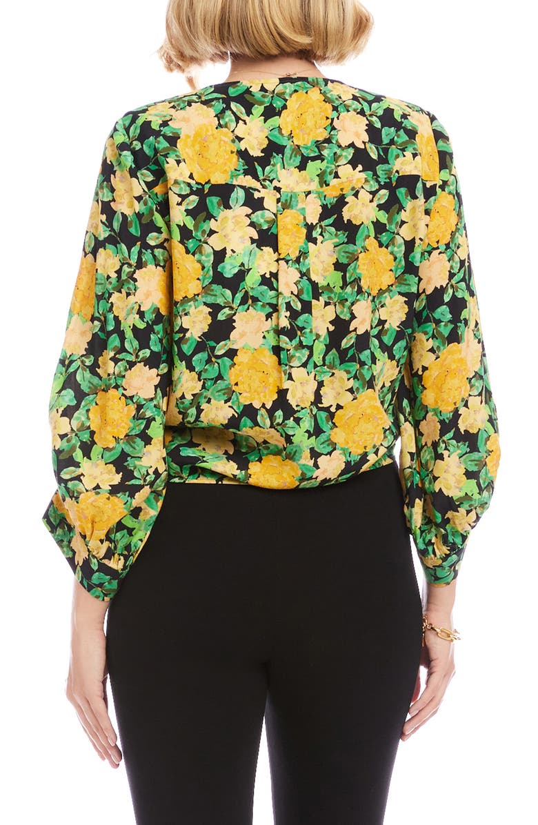 Karen Kane Floral Print Tie Front Top, Alternate, color, Floral