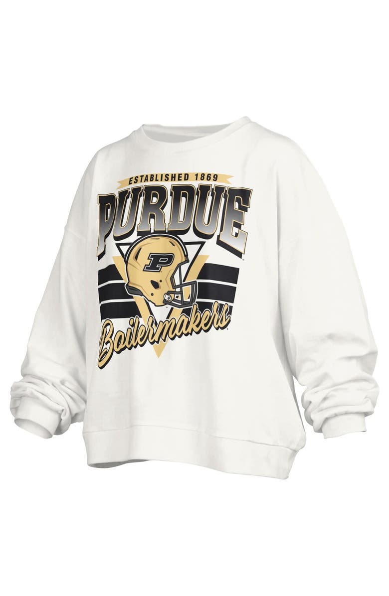 PRESSBOX Women's Pressbox White Purdue Boilermakers Janice Retro Logo Oversized Pullover Sweatshirt, Alternate, color, White