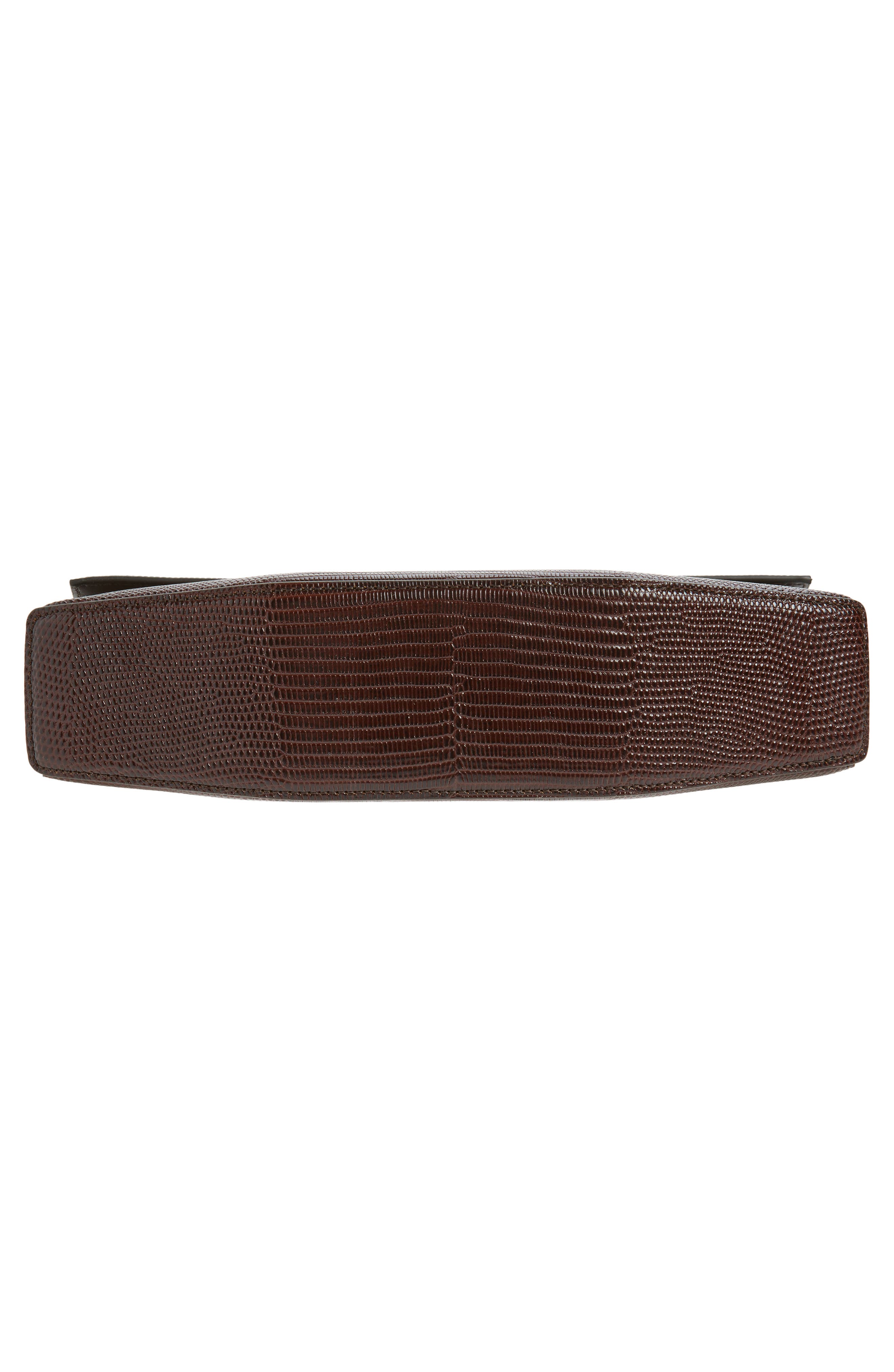 Clip Lizard Embossed Leather Bag, Alternate, color, BROWN