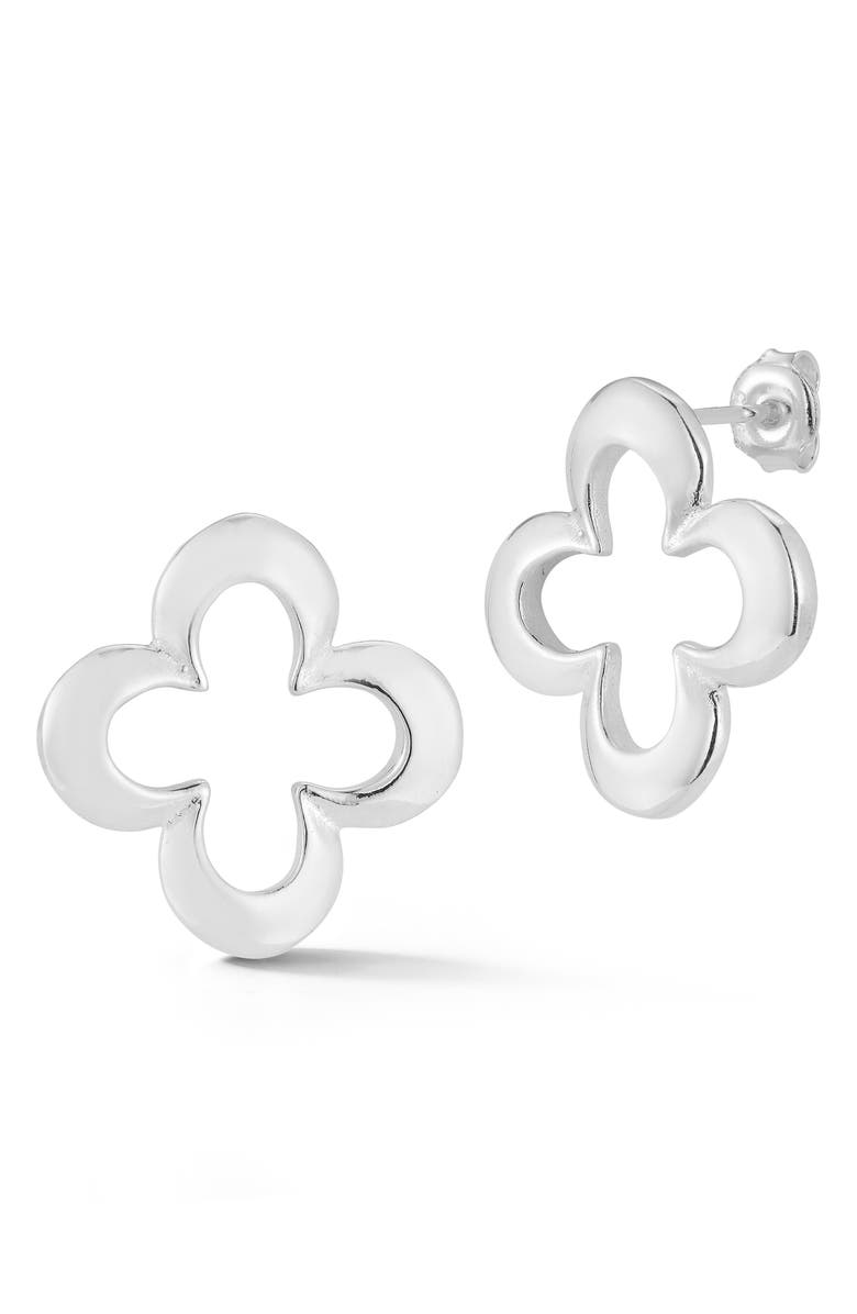 SPHERA MILANO Sterling Silver Clover Stud Earrings, Main, color, Silver