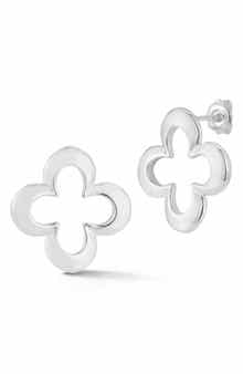 SPHERA MILANO Sterling Silver Clover Stud Earrings