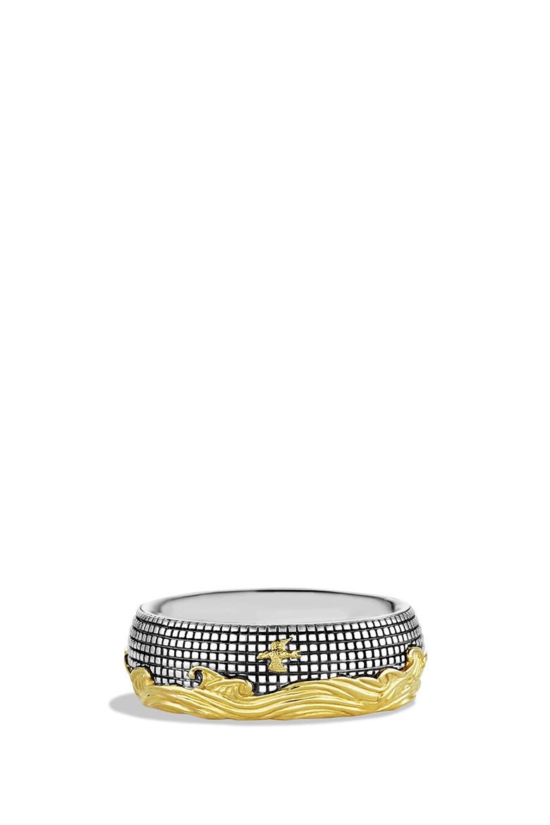Waves Band Ring with Gold, Main, color, TWO TONE