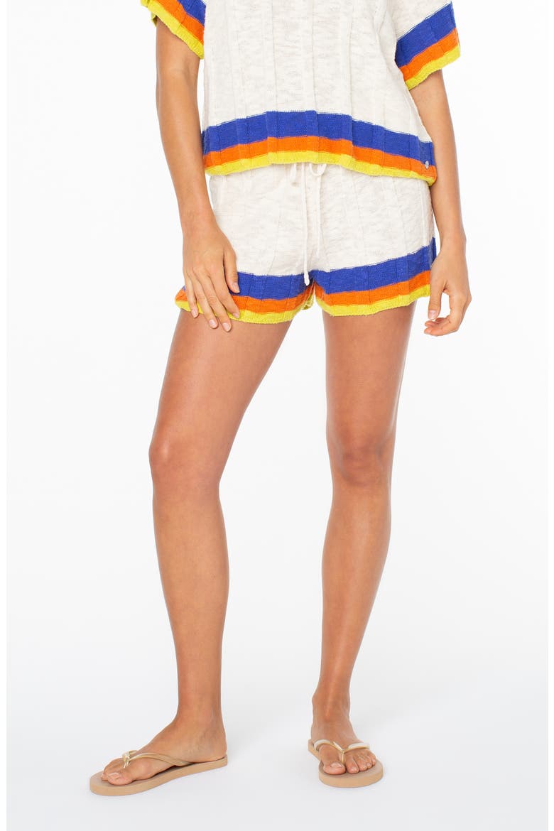 Cabana Club Stripe Cotton Drawstring Shorts, Main, color, DEW