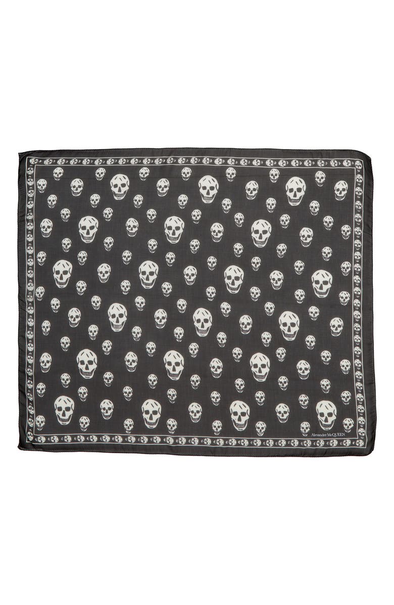 McQueen Alexander McQueen Skull Silk Scarf, Main, color, Black/ Ivory