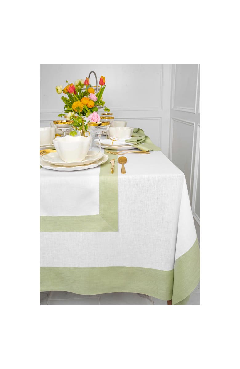 Solino Home Linen Tablecloth - Contempo, Alternate, color, Sage Green And White