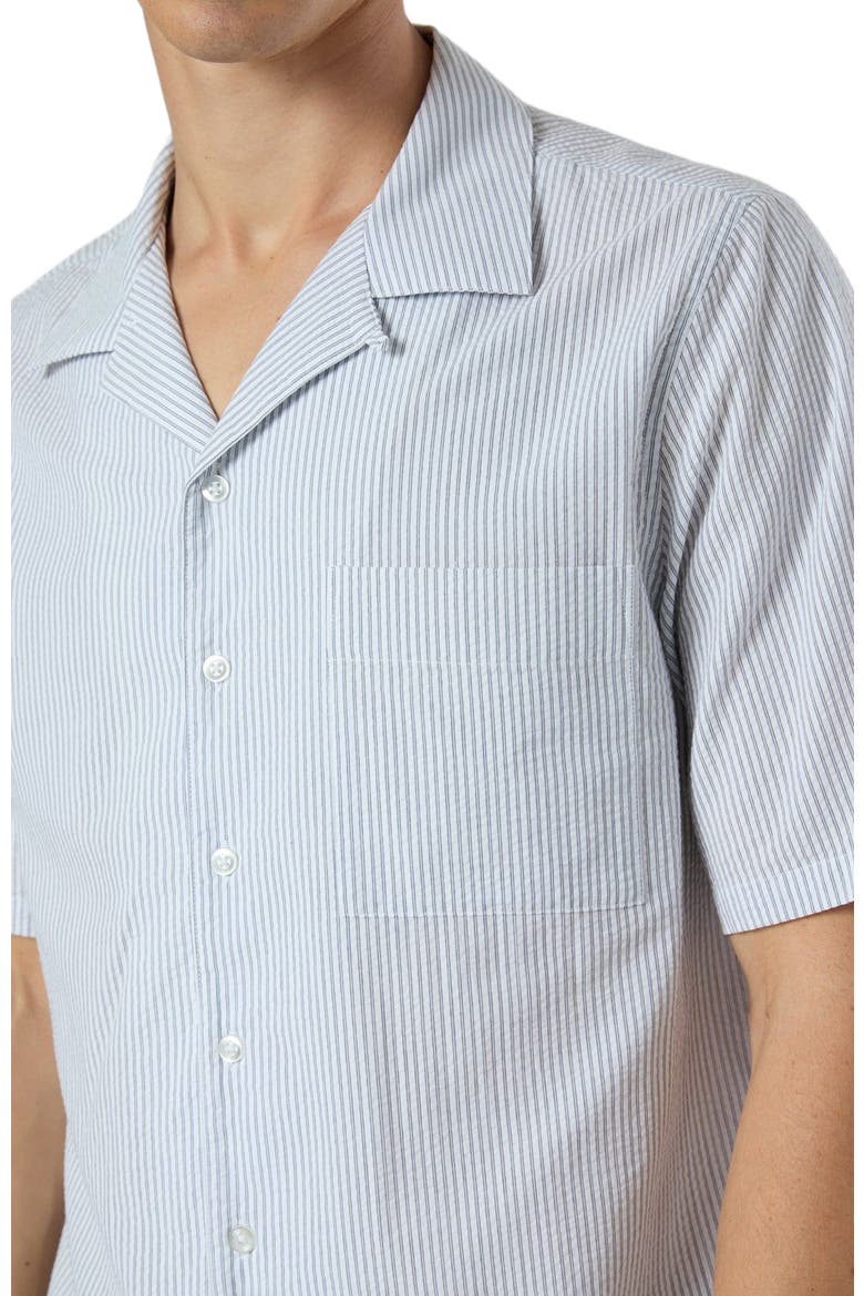 Poplin Seersucker Convertible Vacation Shirt, Alternate, color, DEEP NAVY/WHITE