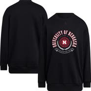 adidas Women's adidas Black Nebraska Huskers Oversized Crewneck Pullover