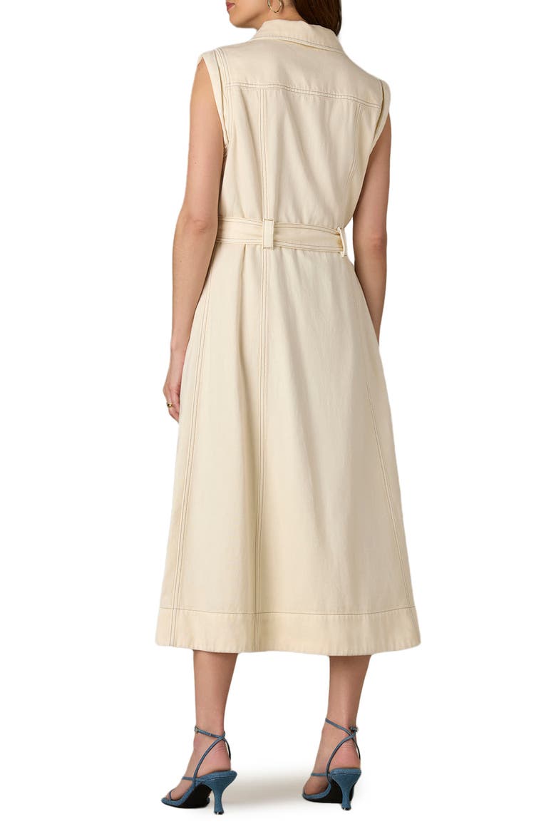 Topstitch Sleeveless Midi Shirtdress, Alternate, color, ECRU