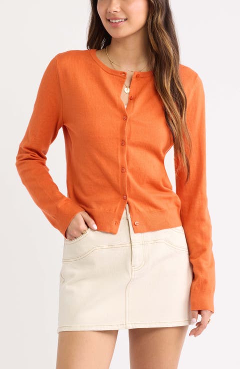 Crewneck Cotton Blend Cardigan