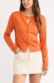 BP. Crewneck Cotton Blend Cardigan