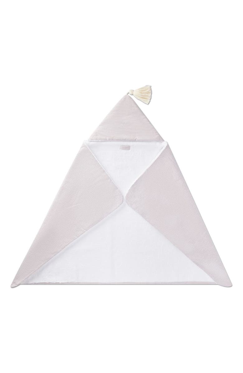 MiniMoi Baby Mini-Striped Cotton-Lined Hooded Towel, Alternate, color, White