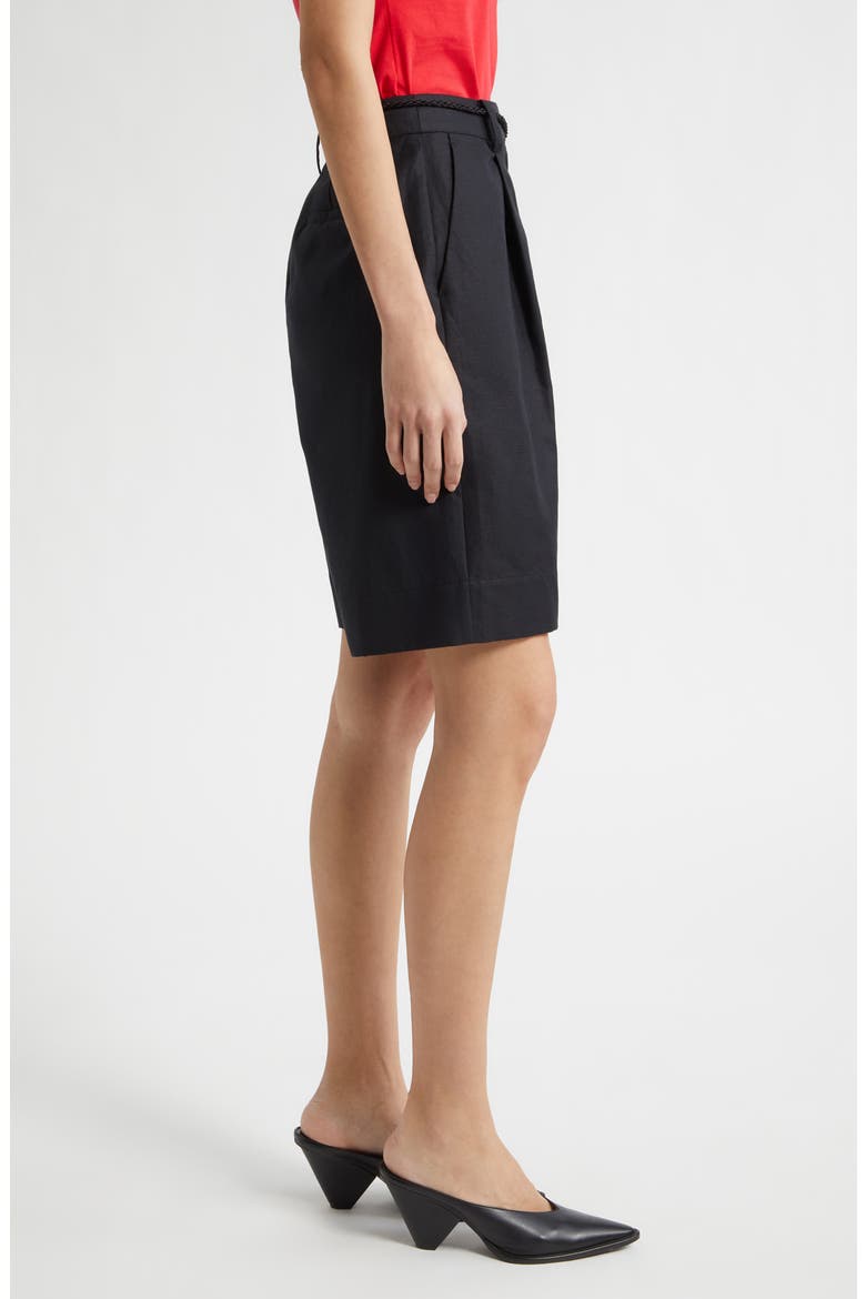 Yvette High Rise Linen Blend Shorts, Alternate, color, BLACK
