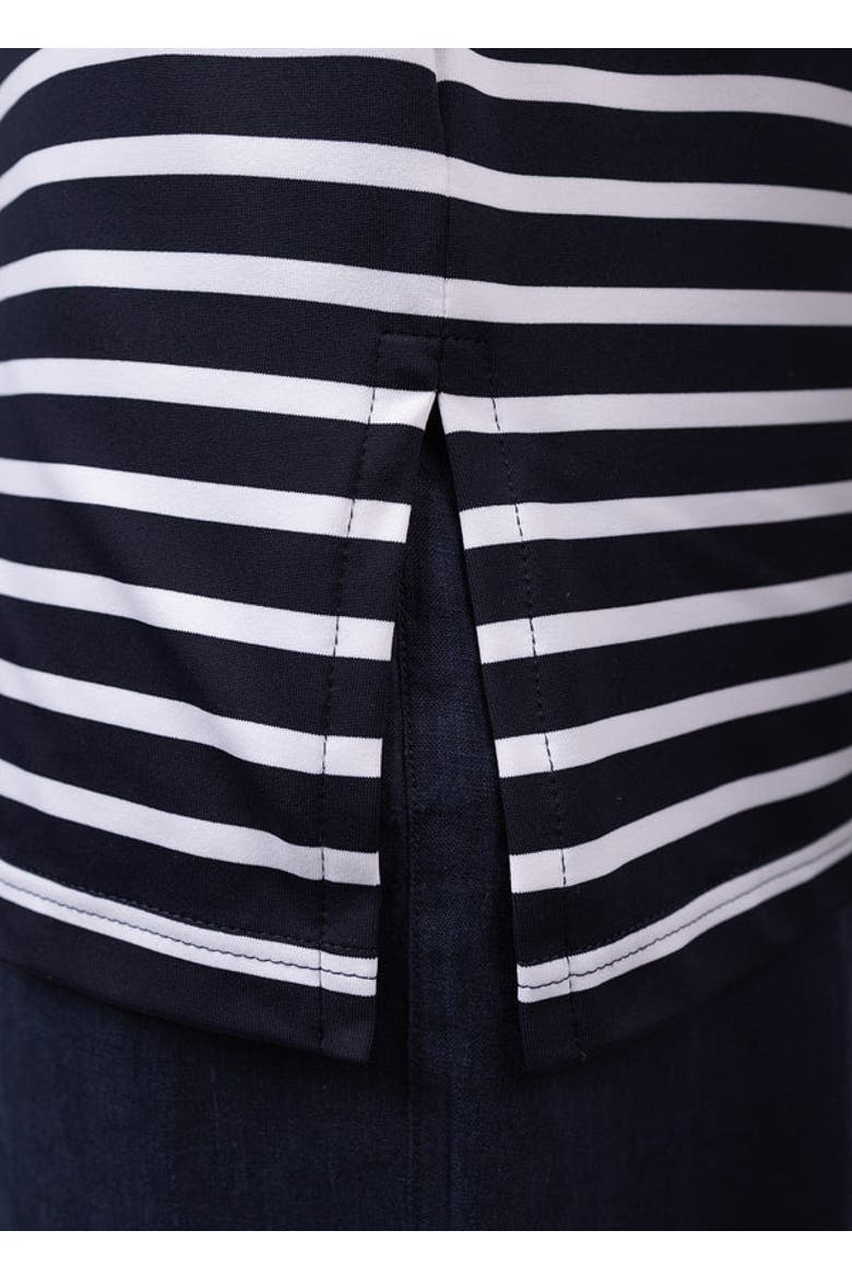 PHARE - Boat Neck Striped UV Fabric Tunic with Slits, Alternate, color, navy/white
