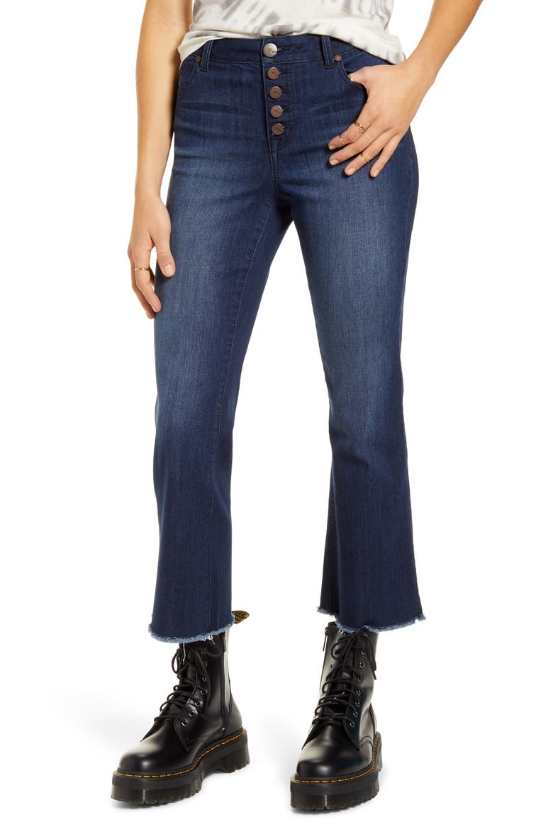 Button Front High Waist Crop Flare Jeans, Main, color, GAVIN