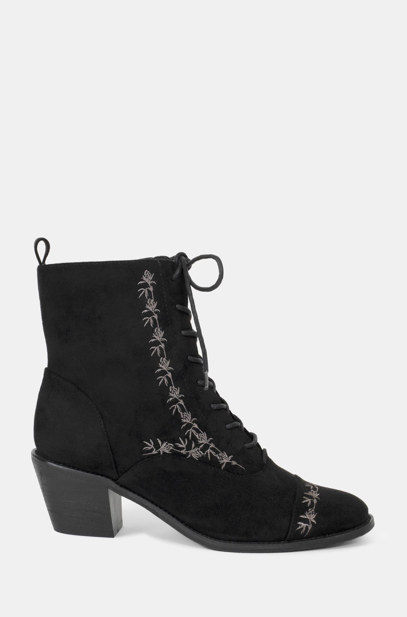 Lilith Suedette Embroidered Boots, Main, color, Black