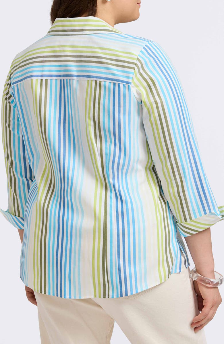 Foxcroft Taylor Stripe Cotton Button-Up Shirt, Alternate, color, 
