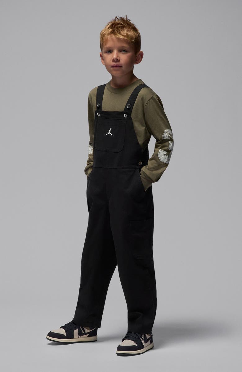 Jordan Kids' MJ MVP Top & Overalls Set, Alternate, color, Black