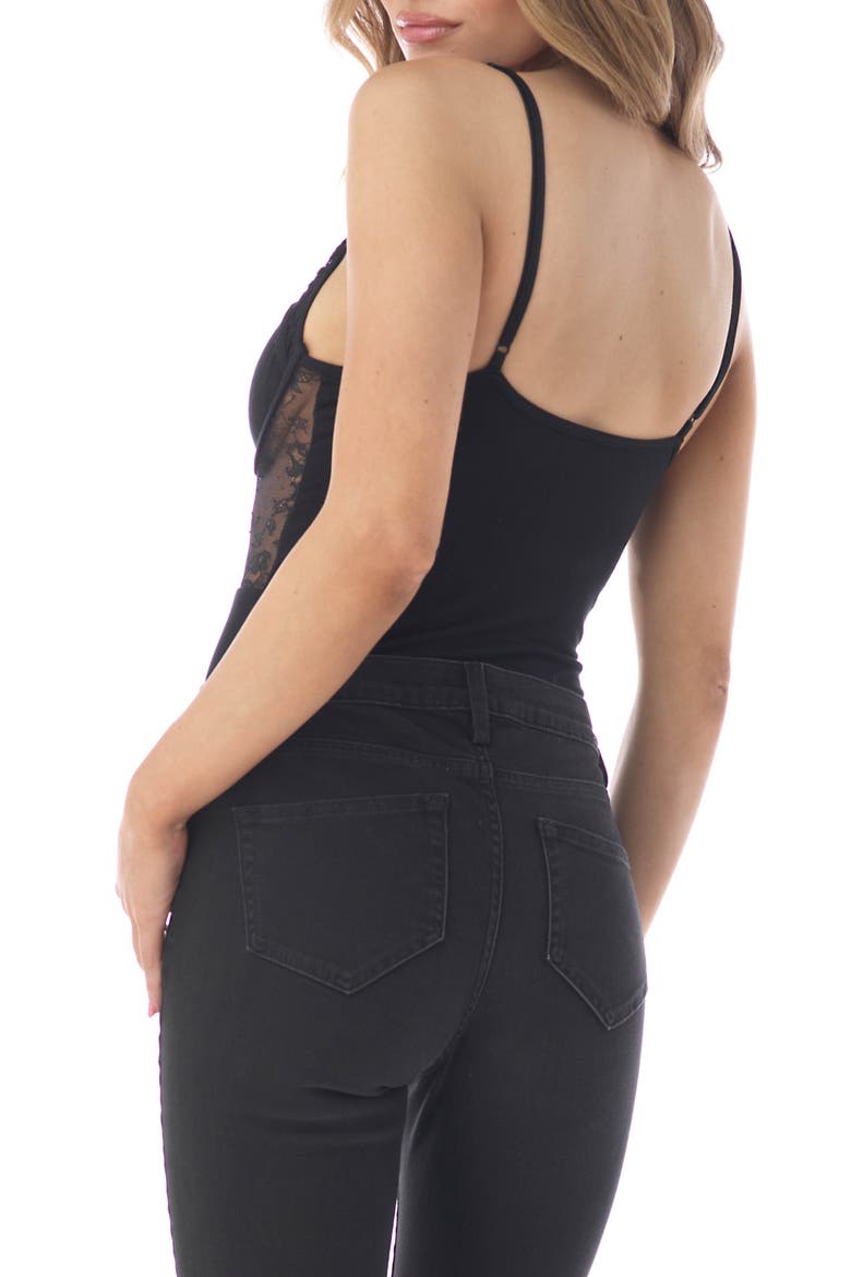 Sheer Lace Inset Underwire Bodysuit, Alternate, color, BLACK