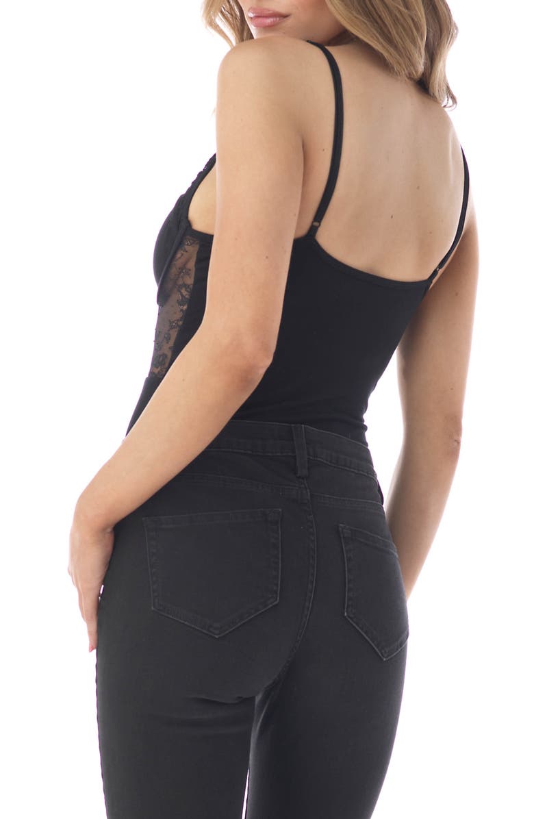 Sky Sheer Lace Inset Underwire Bodysuit, Alternate, color, Black