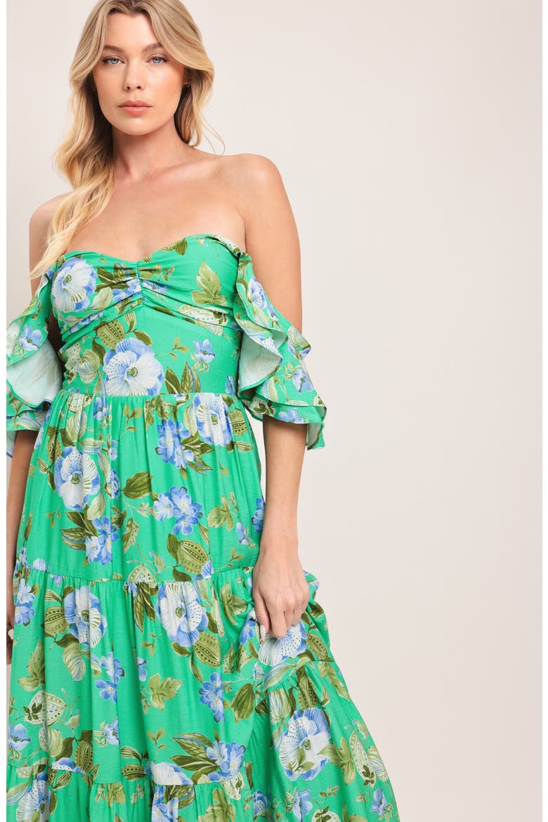 Flutter Sleeve Maxi Dress, Alternate, color, TEAL