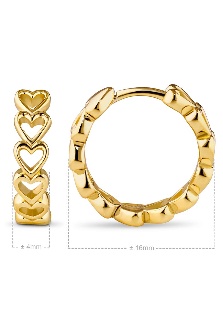Open Heart Hoop Earrings in Gold Plated Sterling Silver, Alternate, color, Yellow Gold