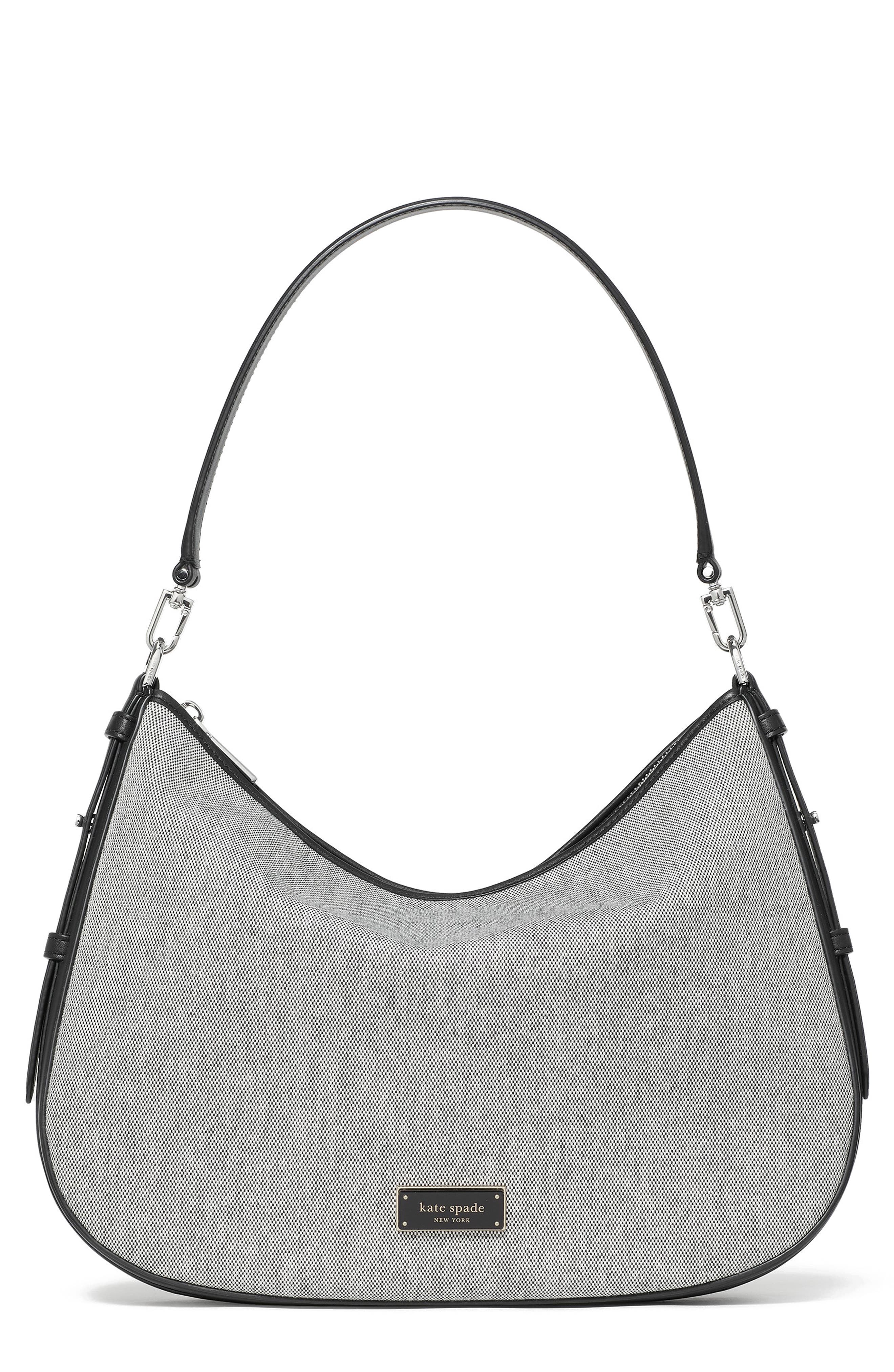 liv large canvas shoulder bag, Main, color, BLACK/ GREY