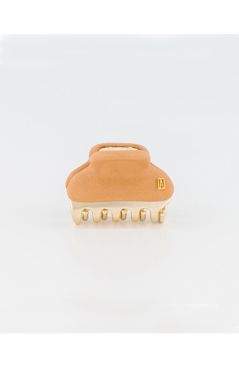 Alexandre de Paris Vendome leather hair clip, Main, color, Beige