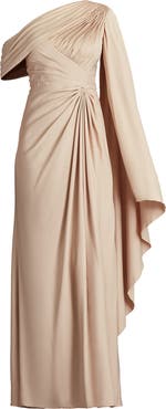 Tadashi Shoji Ember One-Shoulder Draped Gown